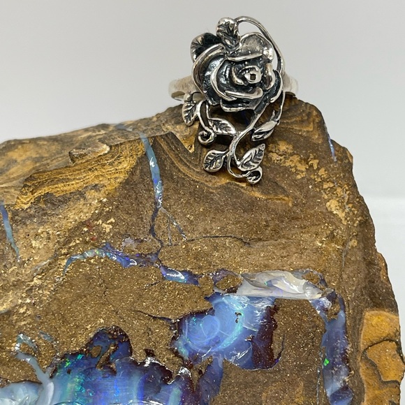 Sterling Silver Carved Rose Ring - Picture 4 of 7